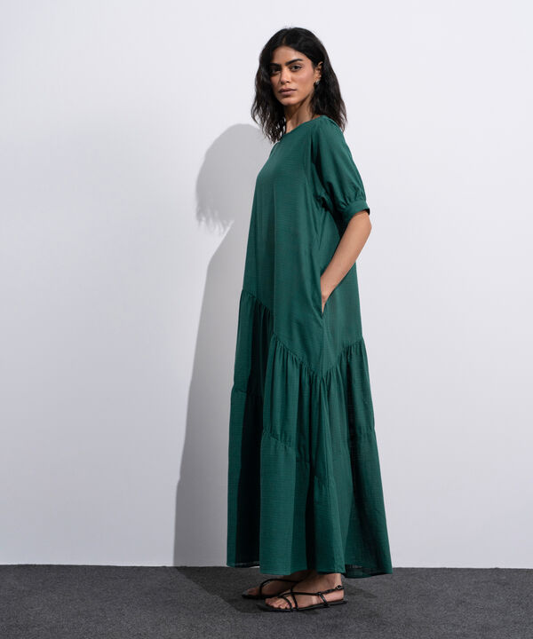 Midi Dress With Asymmetrical Panels