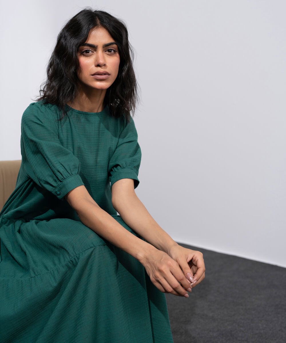 Midi Dress With Asymmetrical Panels WTOPV0726049