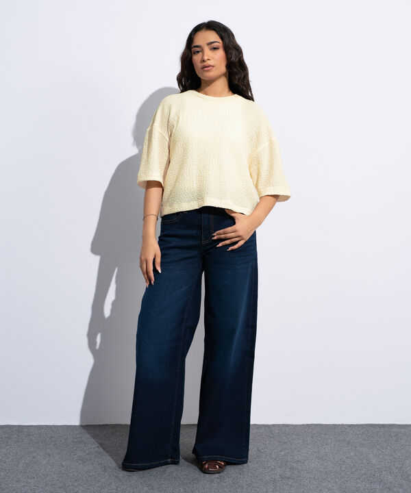 Textured Cropped T-Shirt