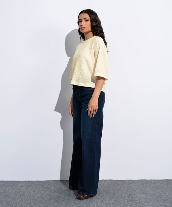 Textured Cropped T-Shirt