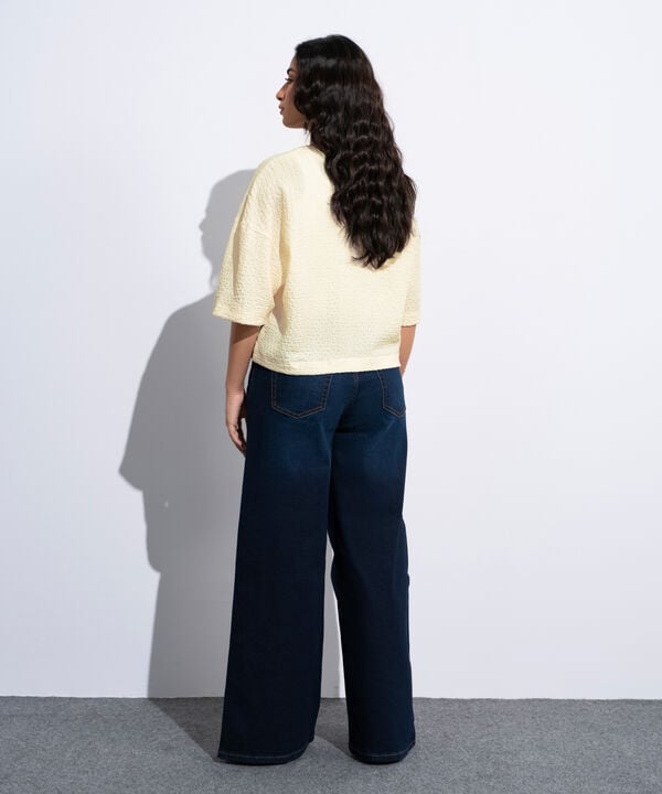 Textured Cropped T-Shirt