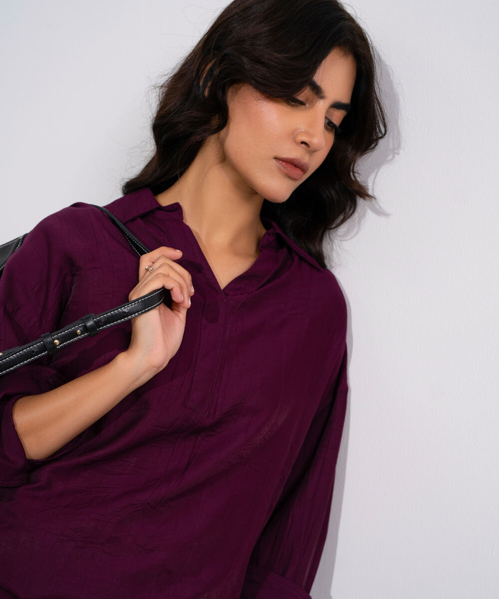 Textured V- Neck Top WTOPV0826002