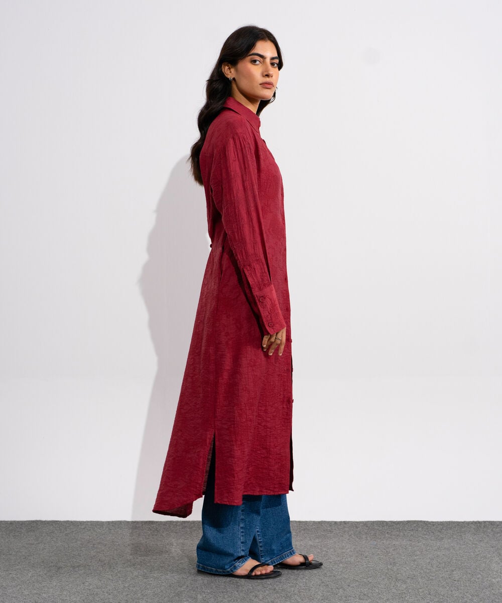 Textured Button-Through Dress WTOPV0826003