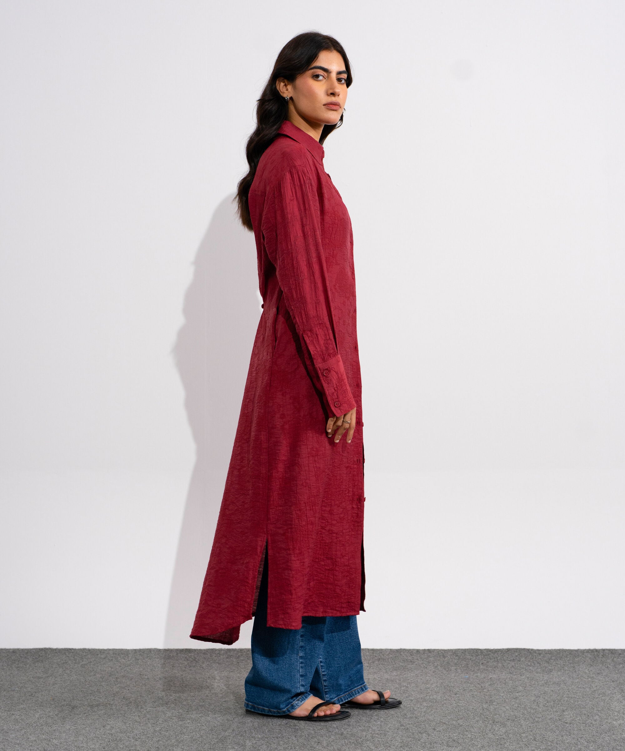 Textured Button-Through Dress WTOPV0826003