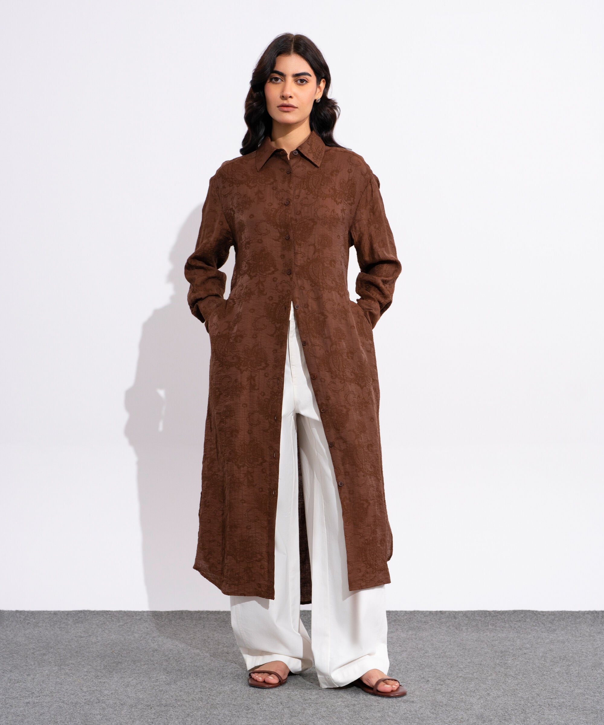 Textured Button-Through Dress WTOPV0826004