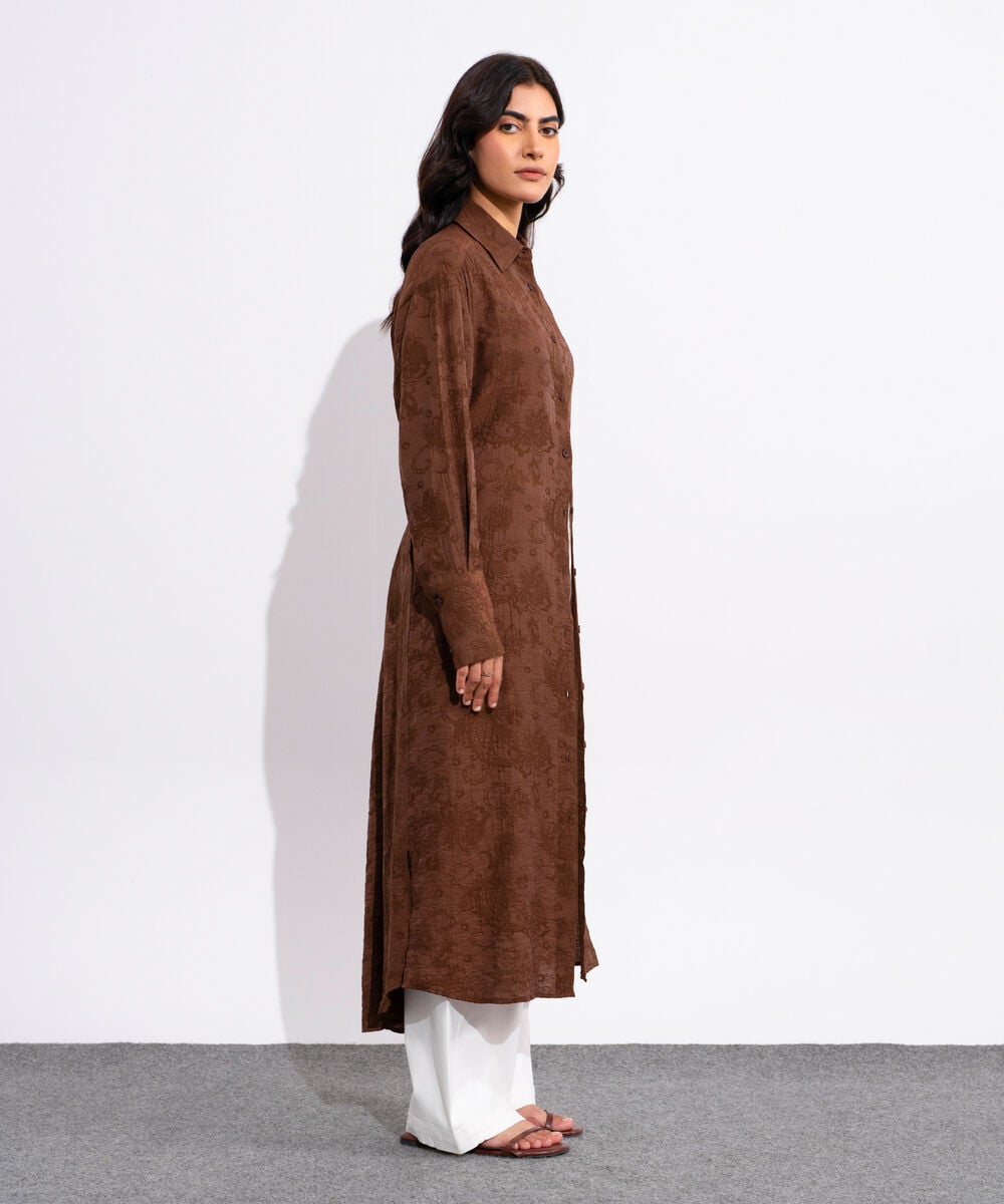 Textured Button-Through Dress WTOPV0826004