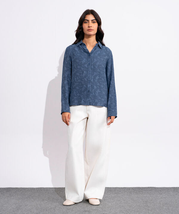 Textured Button-Through Shirt