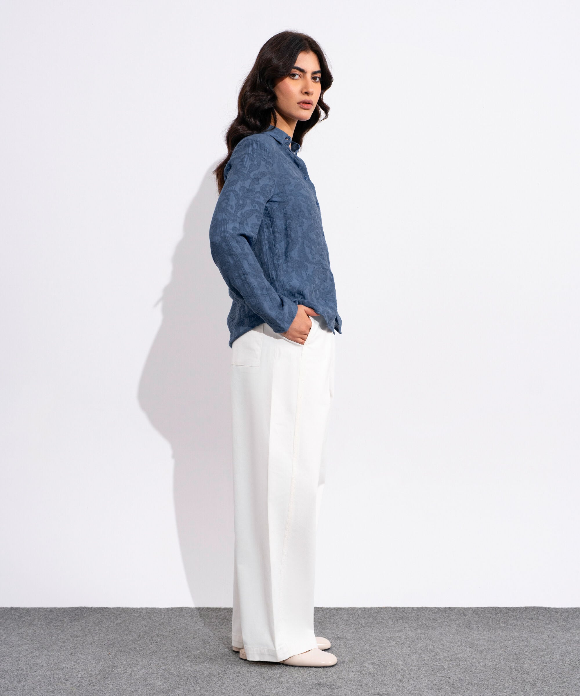 Textured Button-Through Shirt WTOPV0826010