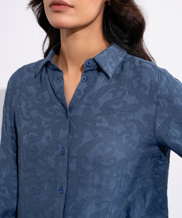 Textured Button-Through Shirt