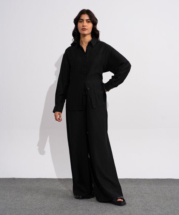 Textured Button-Through Shirt