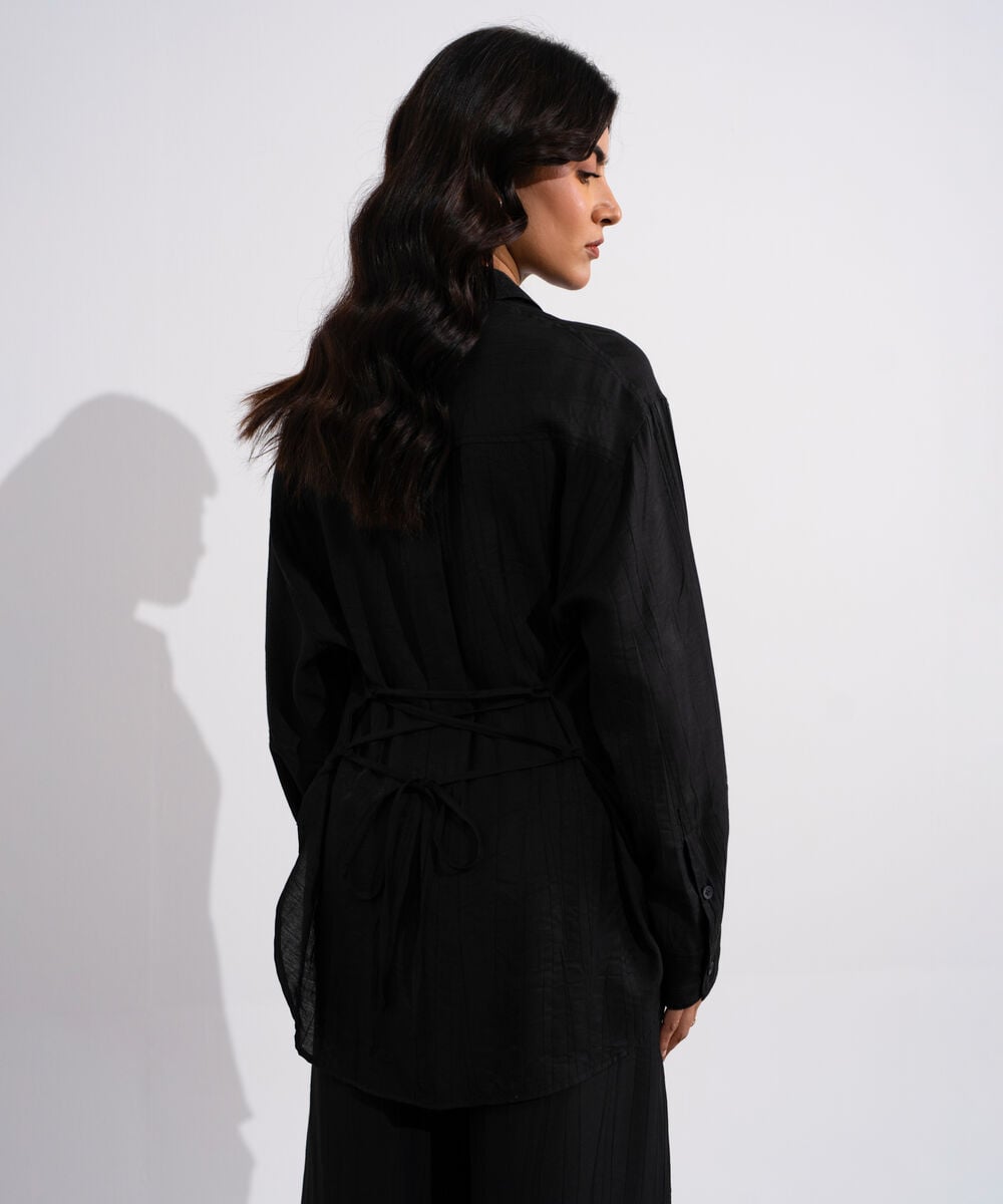 Textured Button-Through Shirt WTOPV0826011