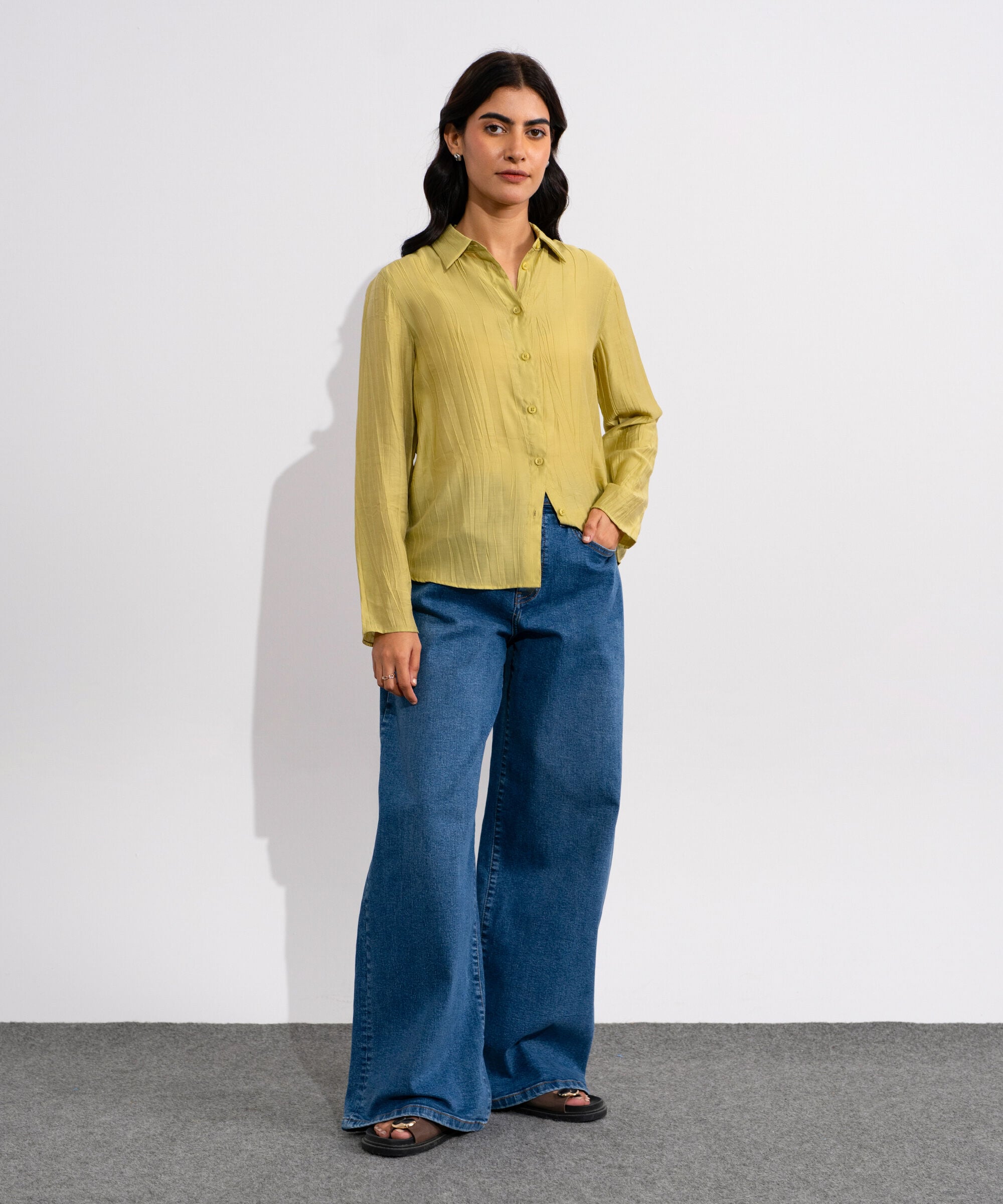 Textured Button-Through Shirt WTOPV0826012