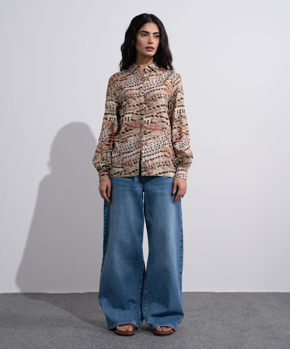 Printed Button-Through Shirt WTOPV0826016