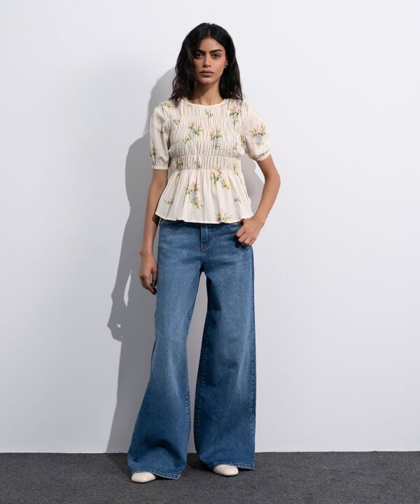 Smocked Seersucker Blouse