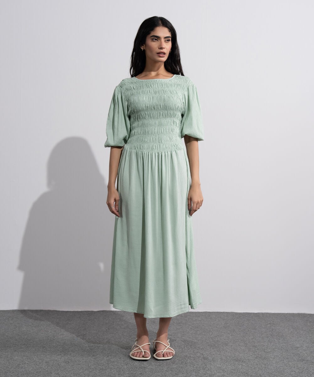 Smocked Seersucker Dress WTOPV0826021