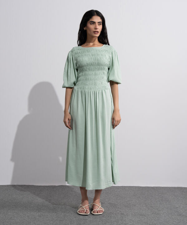 Smocked Seersucker Dress