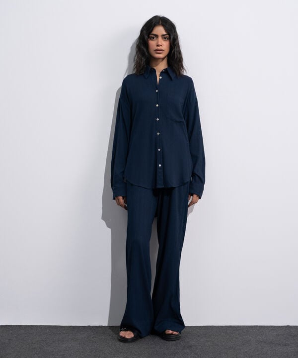 Button-Through Seersucker Shirt