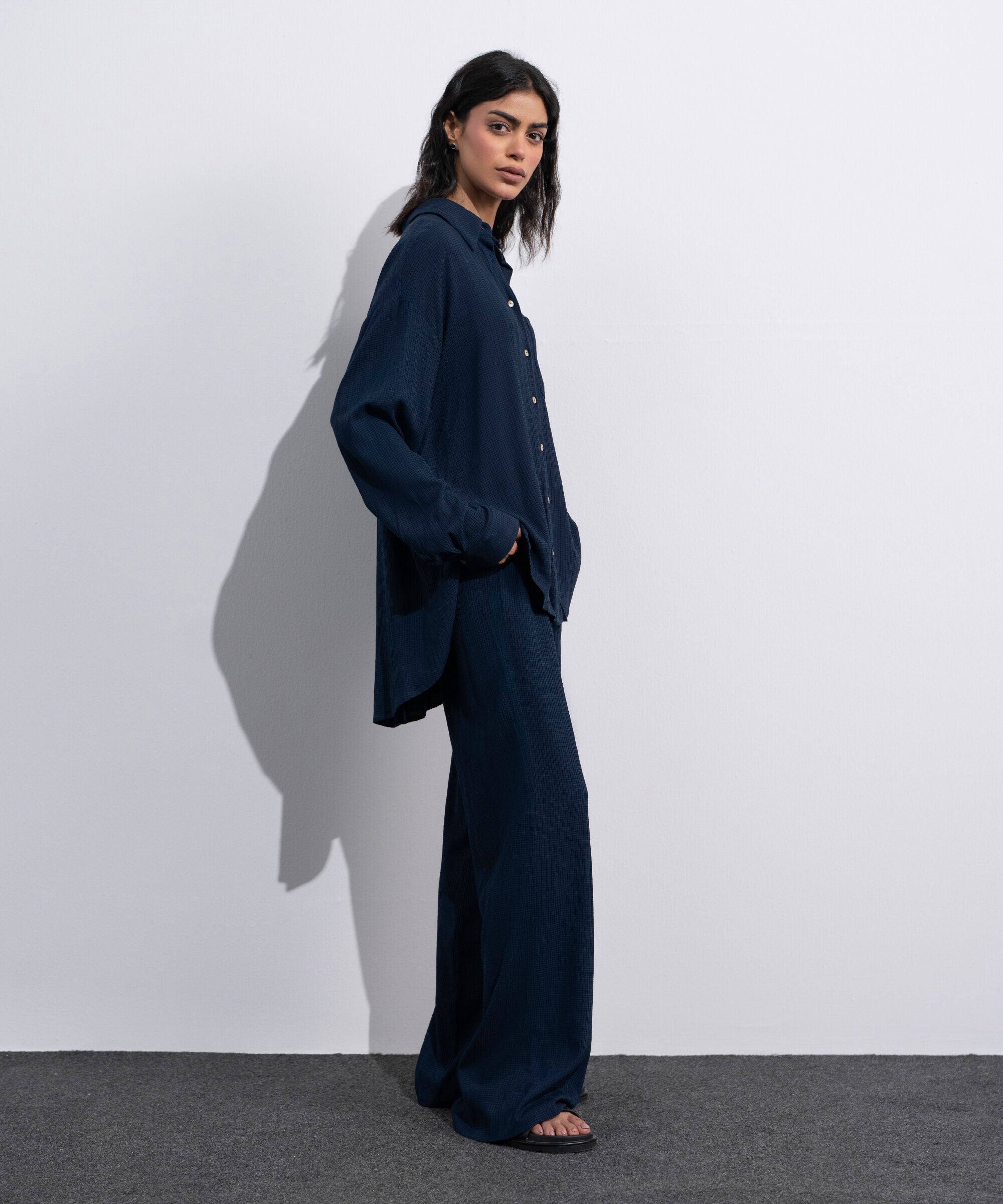 Button-Through Seersucker Shirt WTOPV0826024