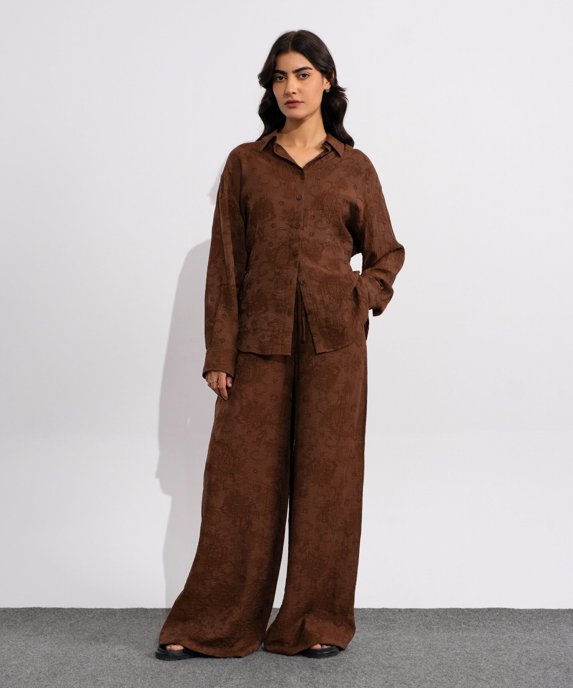 Textured Button-Through Shirt WTOPV0826026