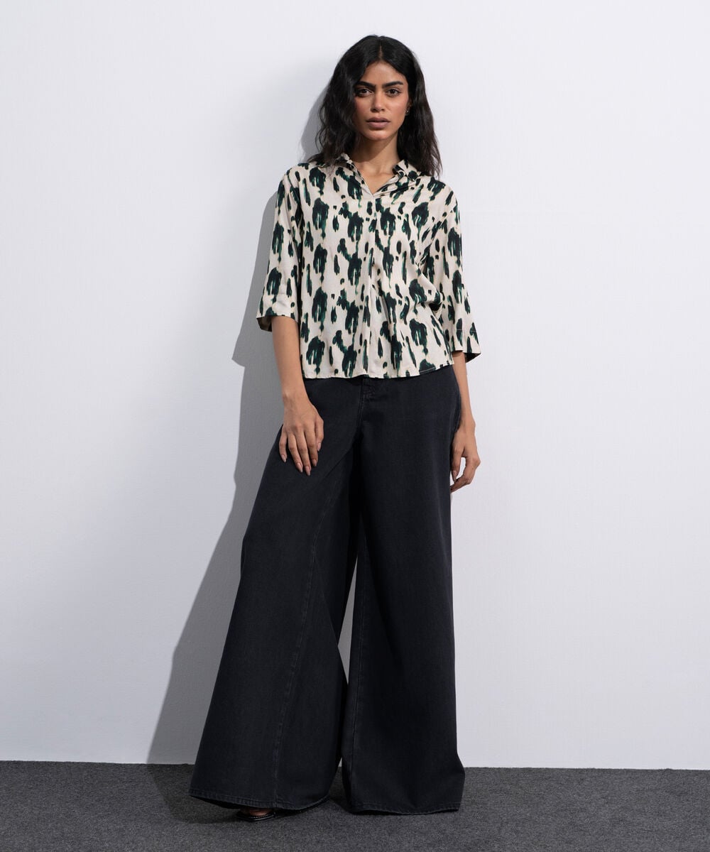 Printed V-Neck Top WTOPV0826027