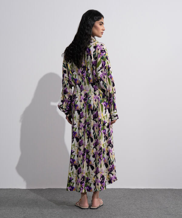 Printed Dress With Pleats