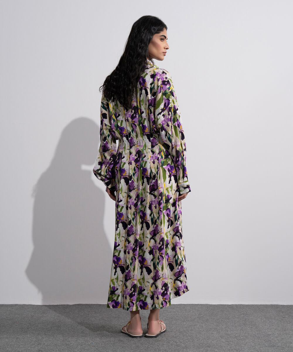 Printed Dress With Pleats WTOPV0826028