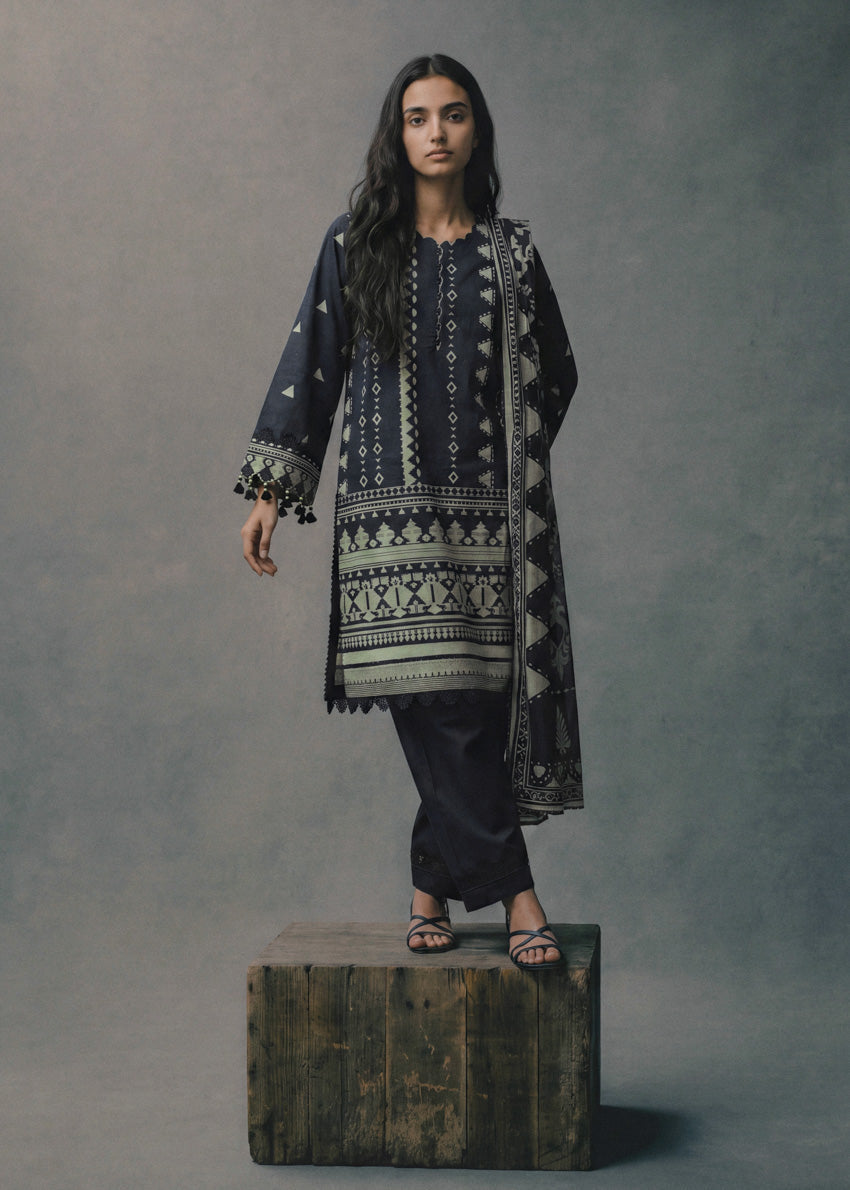 Black-Digital Printed Lawn-3 Piece (WU3PPBS26LI5J1)