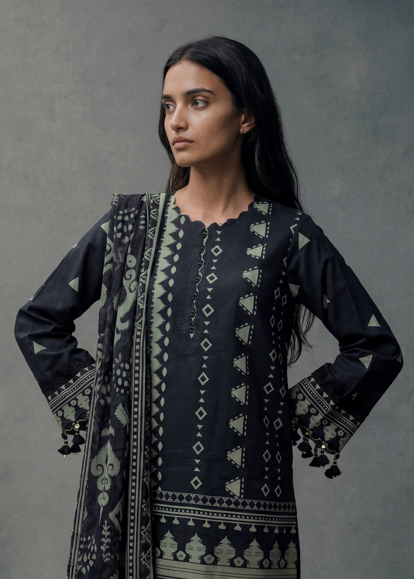 Black-Digital Printed Lawn-3 Piece (WU3PPBS26LI5J1)