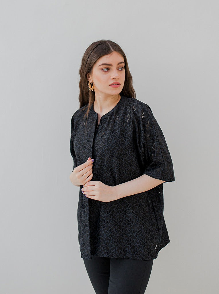 Black Lace Boxy Top