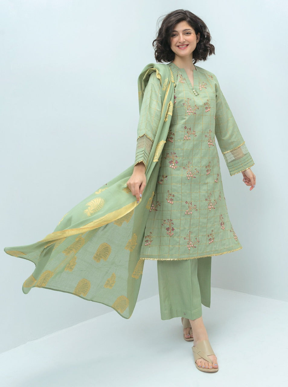Embroidered Shirt With Dupatta