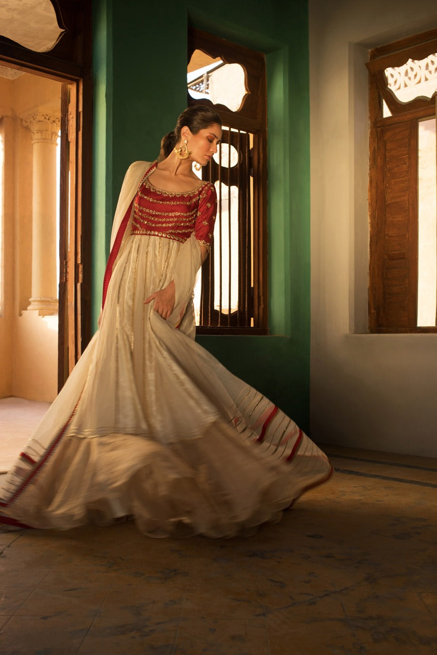 Scarlet And Creme Peshwas