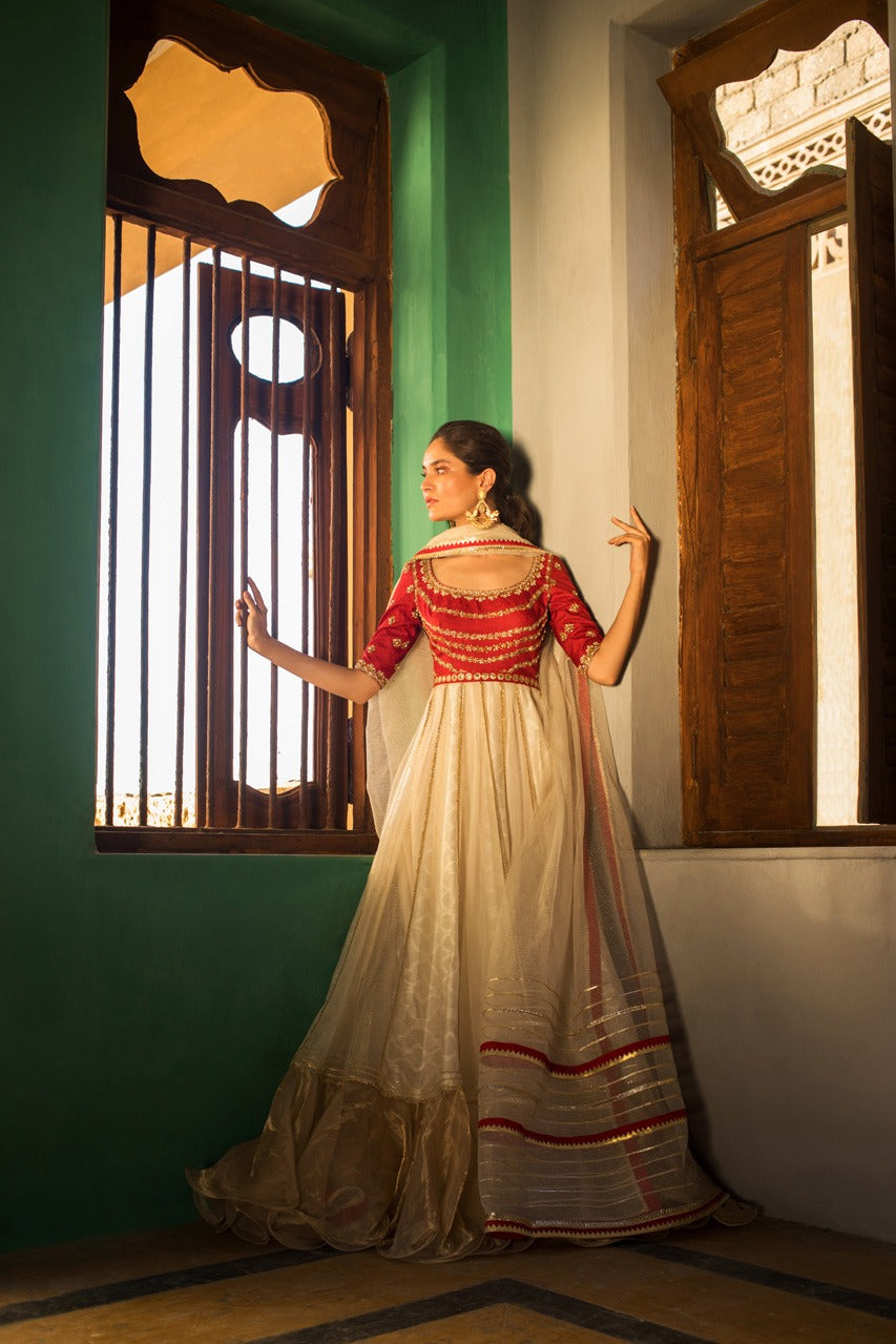 Scarlet And Creme Peshwas