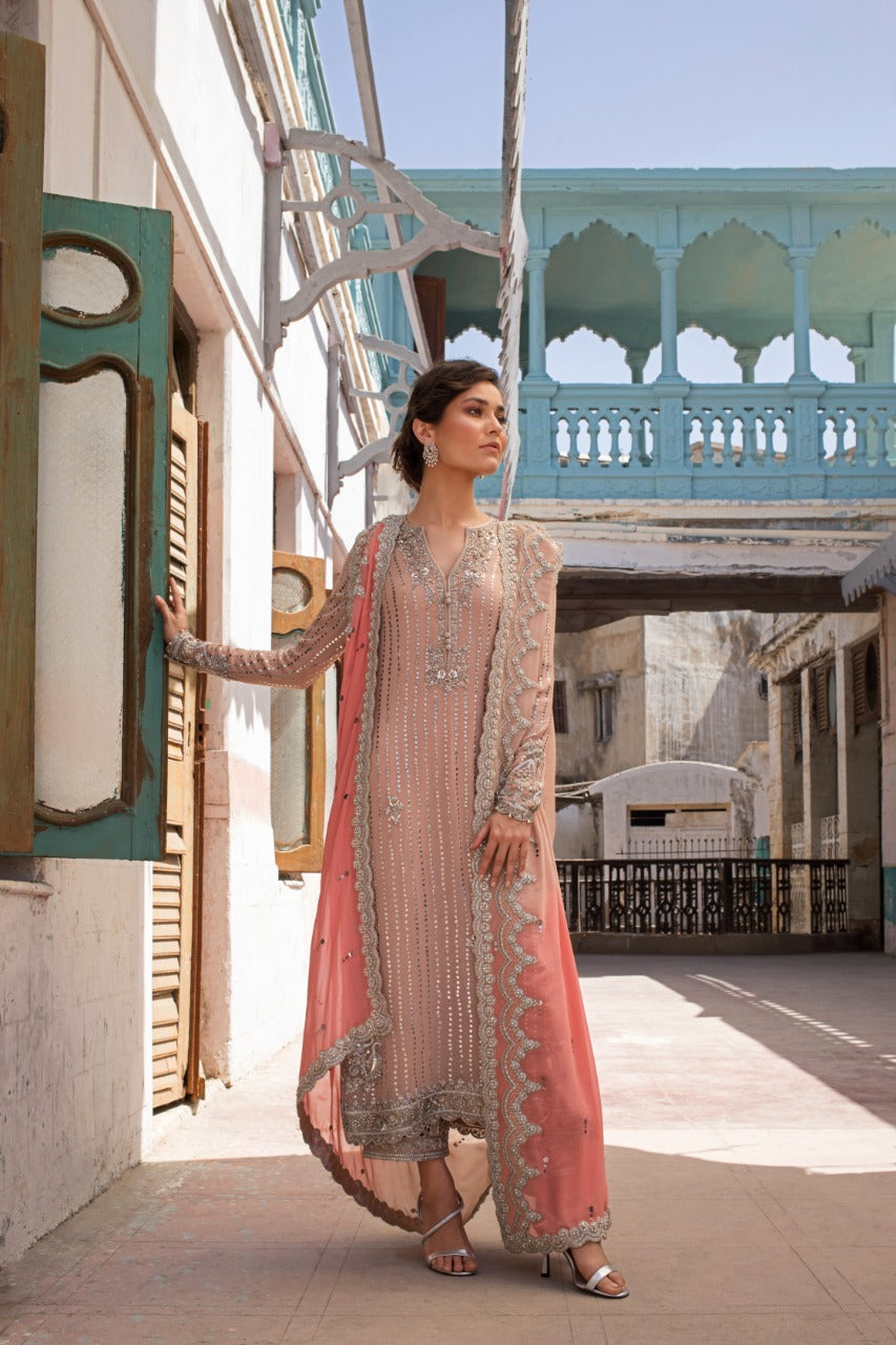 Tea Pink Georgette Kaamdani