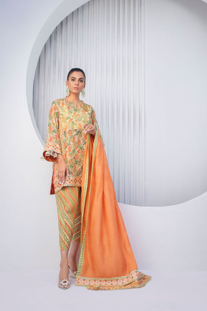 Tangerine Cotton Net Dress