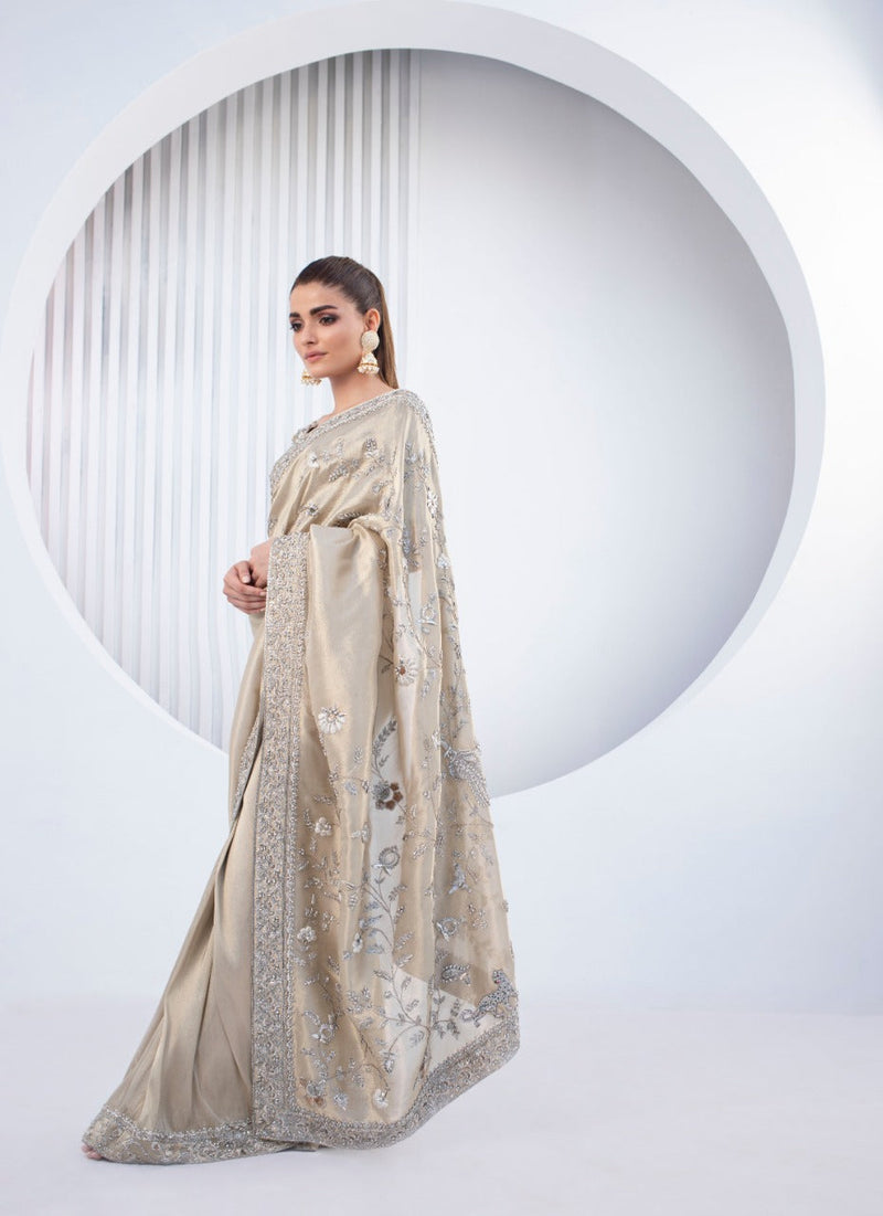 Gold Lame Sari And Gold Tissue Sari