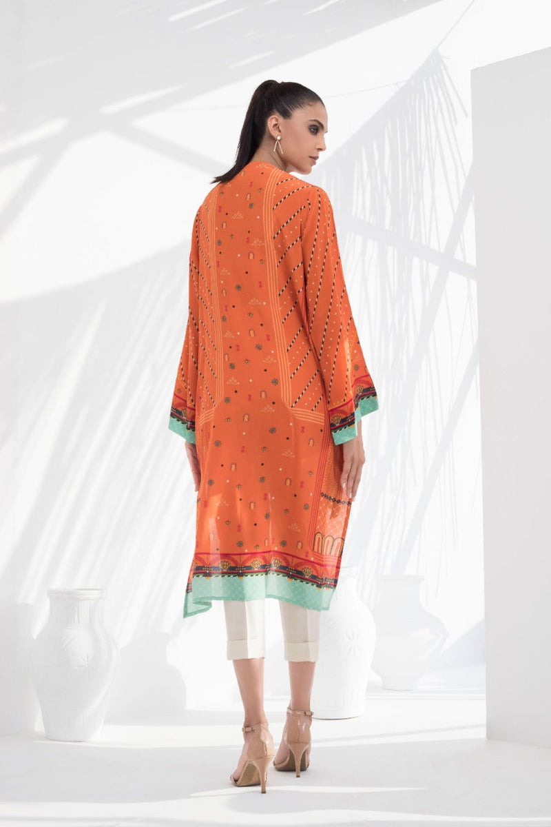 Crepe High Low Printed Kurta With Trousers