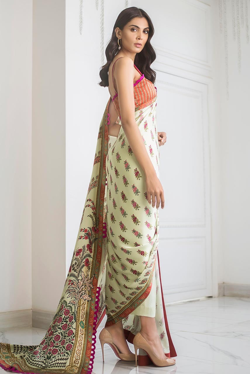 Printed Charmeuse Sari