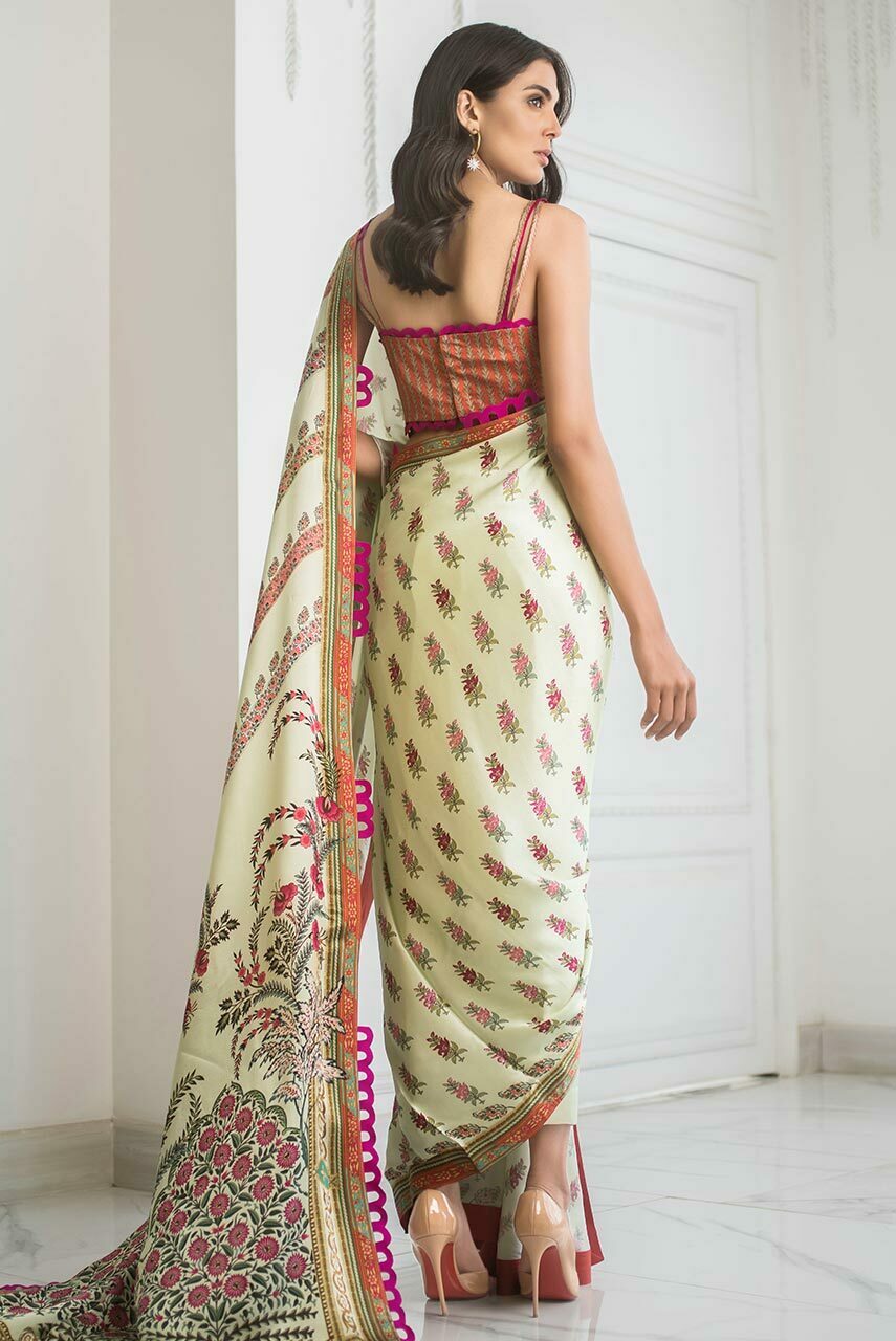 Printed Charmeuse Sari