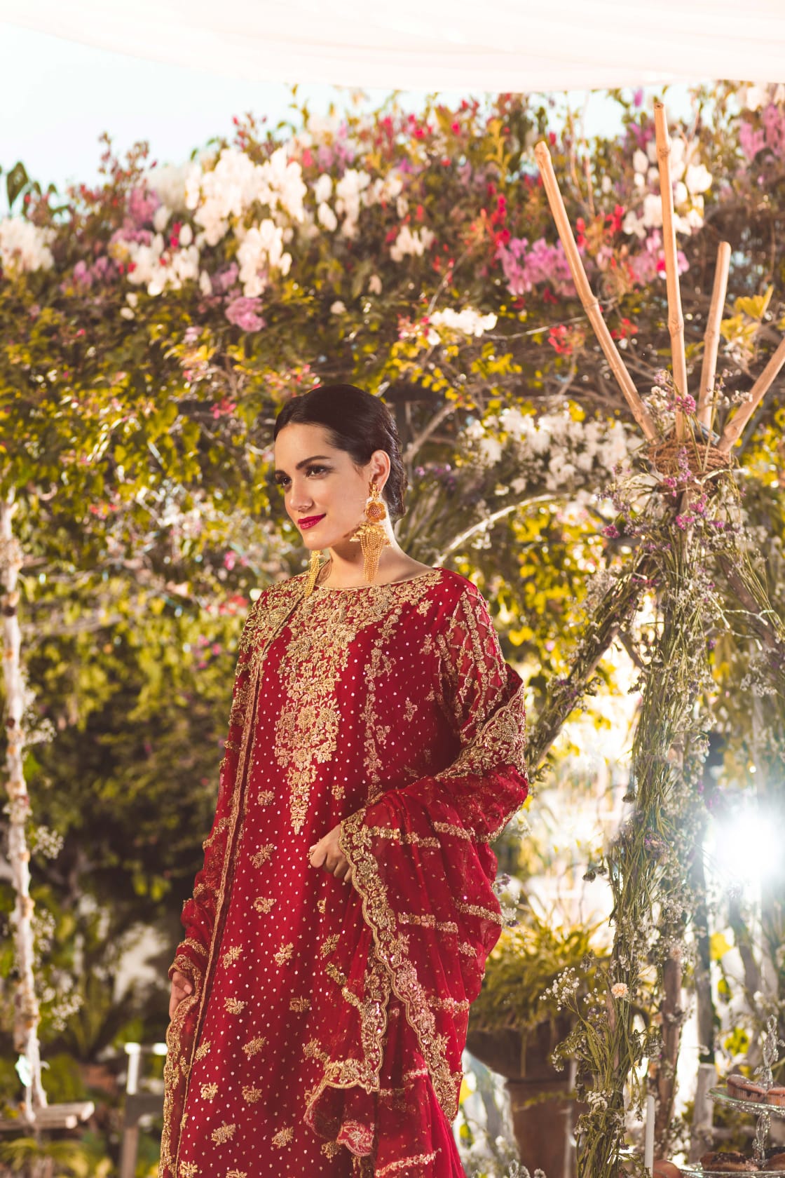 " Meenah " Maroon Bridal ( Long Kameez with Trousers  )