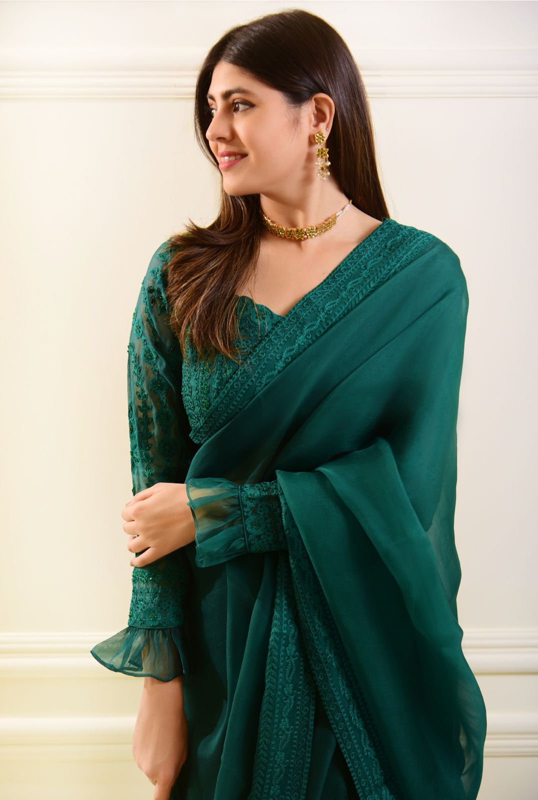 Poison Green Saree