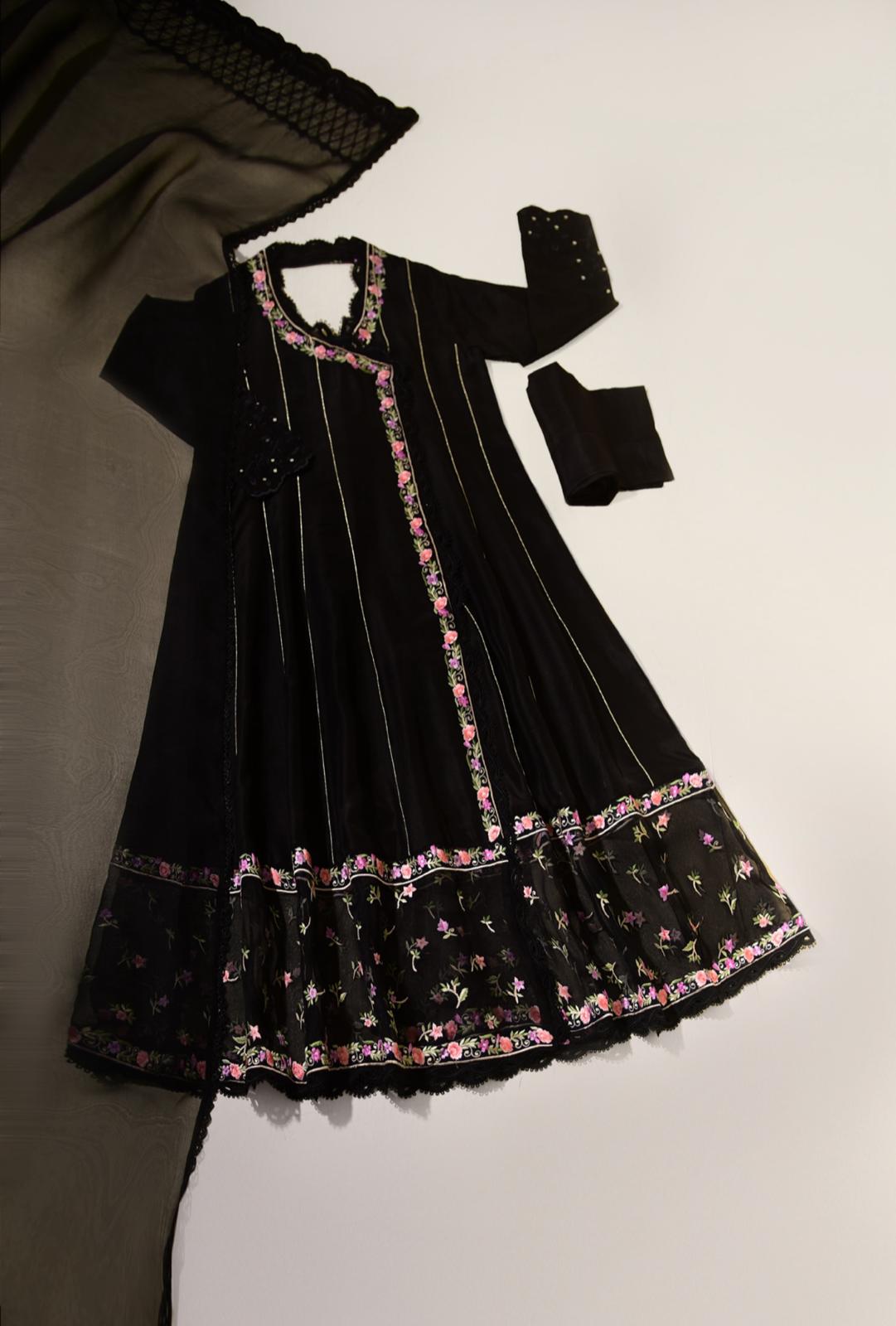 Black Embroidered Angrakha