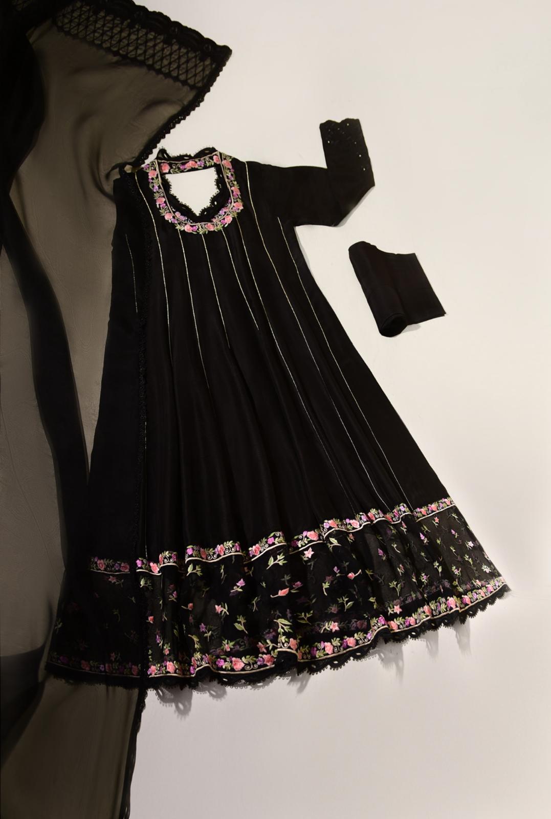 Black Embroidered Angrakha