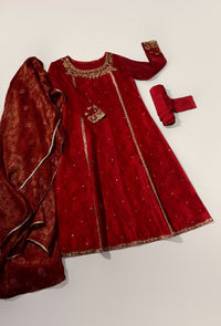 Maroon Embossed Anarkali