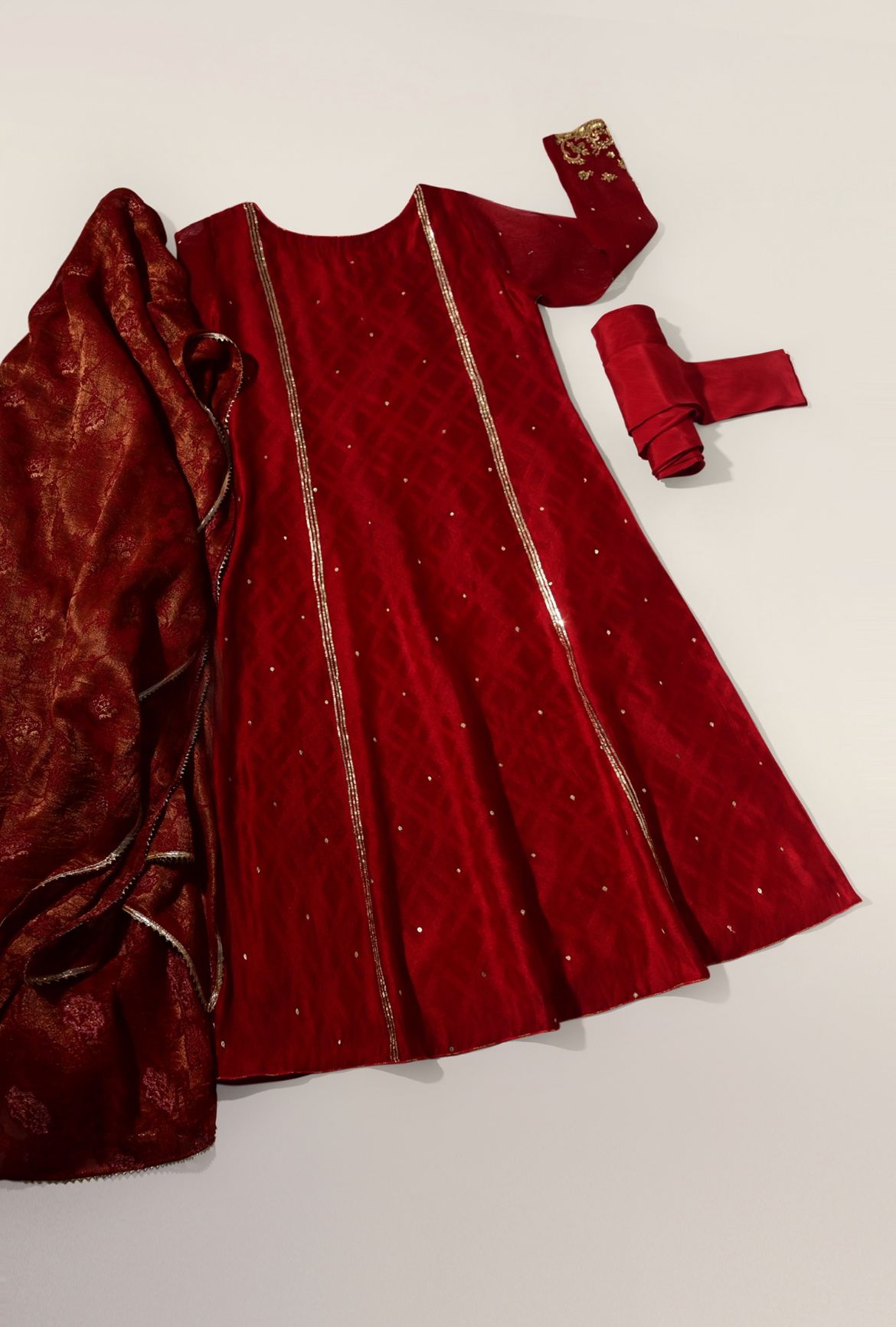 Maroon Embossed Anarkali