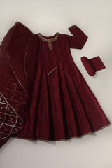 Maroon Embroidered Kalidaar