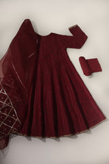 Maroon Embroidered Kalidaar