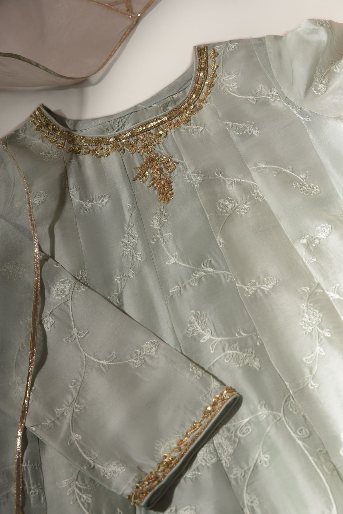 Mint Embroidered Kalidaar