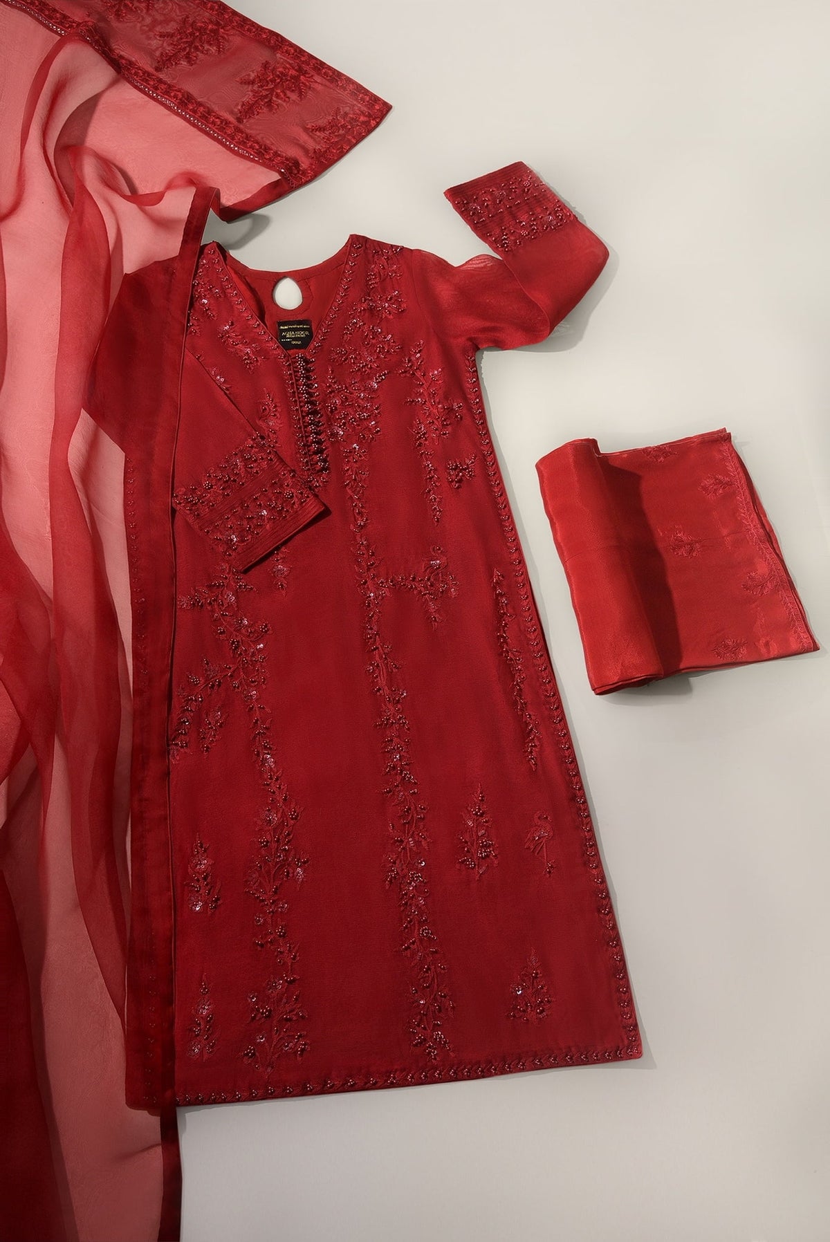 Crimson Embroidered