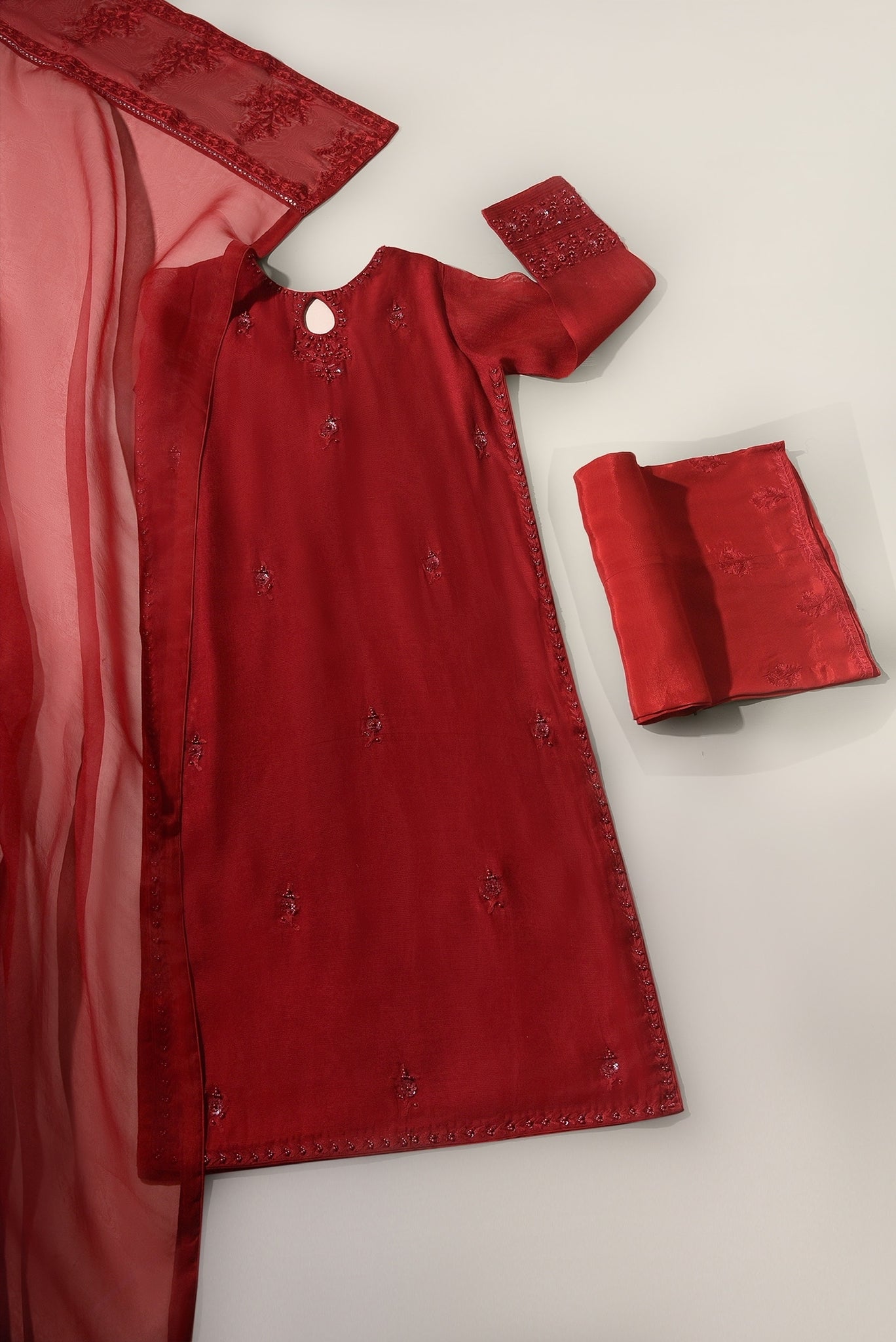 Crimson Embroidered