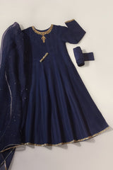 Navy Pure Silk Kalidaar
